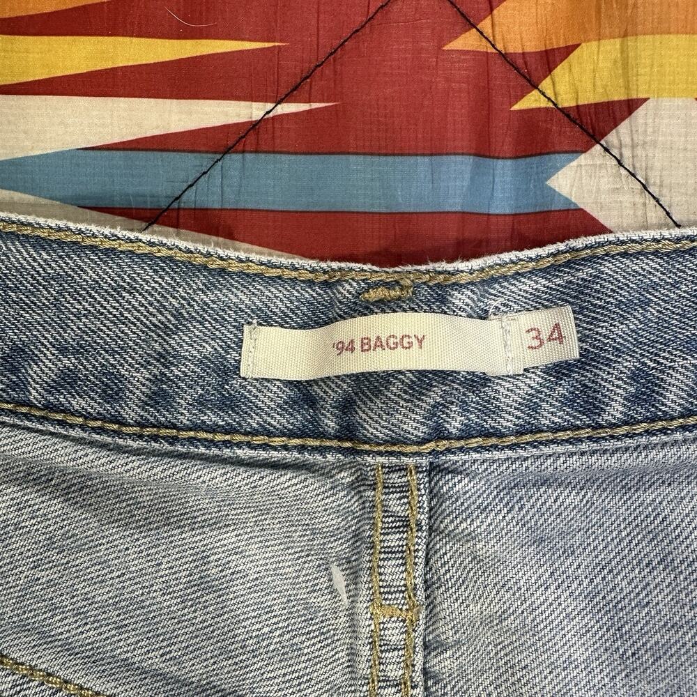 Levi's '94 BAGGY Blue Jeans Women’s Sz 34x30 Blue Relaxed Straight Denim Zip Fly - Picture 6 of 12